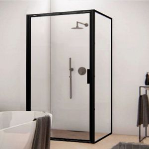 Bws douchecabine recta 90 cm met nano glas en mat zwart profiel