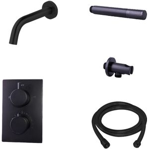 Badkraan Inbouw BWS Exclusive Compleet met Handdouche Mat Zwart