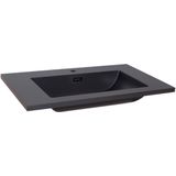 Wastafel Sanilux Quartz Classic 80x47x3 cm Keramiek Mat Zwart (1 kraangat)