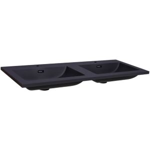 Wastafel Sanilux Quartz Classic 120x47x3 cm Dubbel Keramiek Mat Zwart (2 kraangaten)