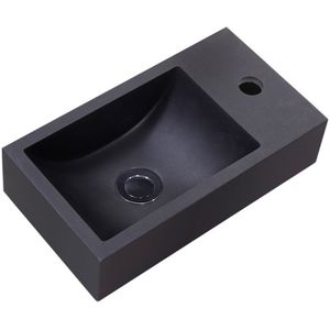 Fontein Sanilux Quartz Recto 40x22x10 cm Mat Zwart (kraangat rechts)