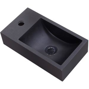 Fontein Sanilux Quartz Mini 36,5x18x9 cm Mat Zwart (kraangat links)