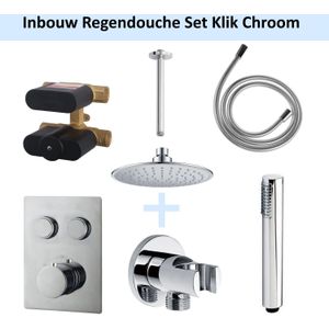 Inbouw Regendouche Set Klik 2-Wegs Chroom (Plafonduitloop)