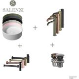 Salenzi waskomset hide circle 40x12 cm inclusief hoge kraan (keuze uit 6 kleuren)