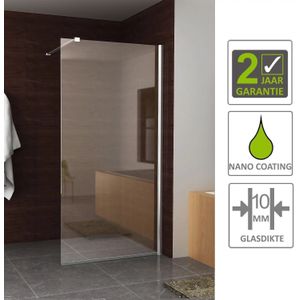 Bws apollo inloopdouche met muurprofiel 70x200 cm nano glas 10 mm