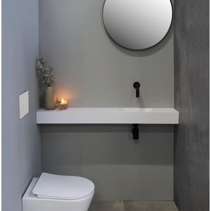 Fontein - Nice Time - Fonteinplateau - Mat Wit - Polystone 120x20x10 - Rechthoekige Kom Links Zonder Kraangat