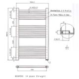 Designradiator bws vertico multirail 80x50 cm chroom zij-onderaansluiting