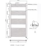 Designradiator bws vertico multirail 120x60 cm chroom zij-onderaansluiting