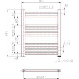 Designradiator bws vertico multirail 60x50 cm antraciet zij-onderaansluiting