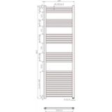 Designradiator bws vertico multirail 180x60 cm antraciet zij-onderaansluiting