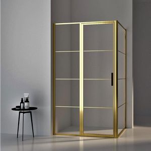 BWS - Douchecabine Frame - 120x100 cm - 8 mm NANO Glas - Geborsteld Messing Goud