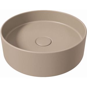 Opbouw Waskom Salenzi Hide Circle 40x12 cm Mat Taupe (inclusief bijpassende afvoerplug)