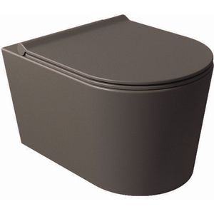 Wandcloset Salenzi Civita 50x35x36.5 cm Keramiek Rimless Mat Donkerbruin (excl. zitting)