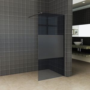 BWS Inloopdouche Pro Line Rookglas met Middenband 120x200 8mm Nano Coating Mat Zwart Profiel en Stang