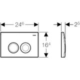 Saniclass bedieningplaat met dualflush frontbediening voor Geberit UP100 inbouwreservoir 24.6x16.4cm mat zwart 33768-DELTA21MZ