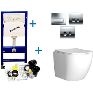 Geberit - UP100 Toiletset - Inbouwreservoir - Mudo Randloos - Drukplaat