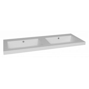 Wastafel sanilux trendline 120x47x5 cm met dubbele wasbak mineraalmarmer wit