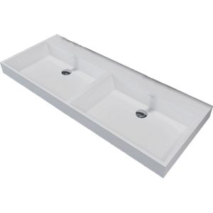 Wastafel sanilux 120x47x8 cm solid surface met dubbele wasbak
