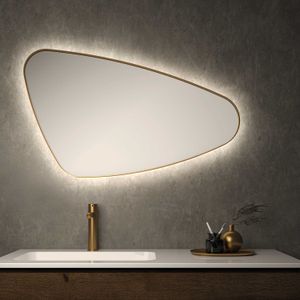 Spiegel organisch ink sp23 120x70 cm met verlichting en spiegelverwarming links mat goud