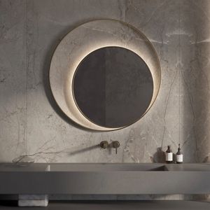 Designspiegel Martens & Meijer Athene Rond met Frame en Indirecte LED Verlichting 90 cm Geborsteld Brons