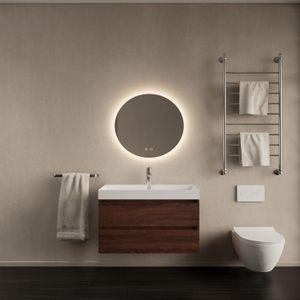 Badkamermeubelset gliss design milan met lako wastafel 80 cm choco eiken