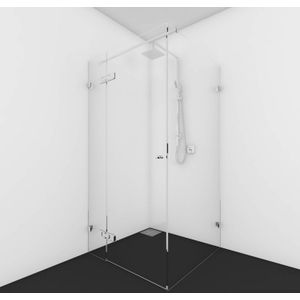 Nisdeur met zijwand incl. Stabilisatie van rijn products 8 mm helder glas hxb max 200x120 cm ronde knop