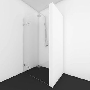 Nisdeur scharnierend aan vast deel van rijn products 8 mm helder glas hxb max 200x180 cm ronde knop