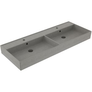 Wastafel sanilux edge keramiek 120 dubbele wasbak 2 kraangaten warm beton