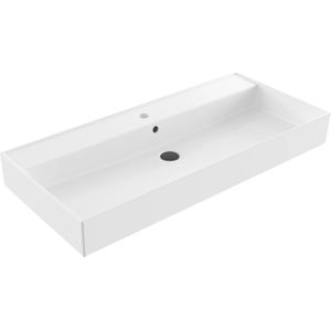 Wastafel sanilux edge keramiek 100 1 kraangat glans wit