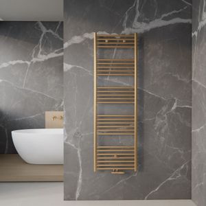 Handdoek radiator bws cory 160x60 cm 557 watt midden en zijaansluiting geborsteld messing goud
