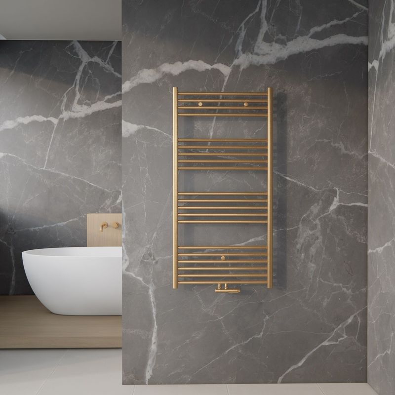 BWS - Cory - Handdoek Radiator - 120x60 cm - Geborsteld Messing Goud