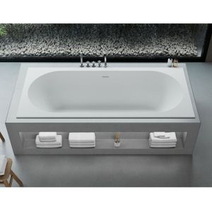 Inbouw Ligbad Ideavit SolidCozy 180x80x54 cm Solid Surface Met Pop-up Waste Mat Wit