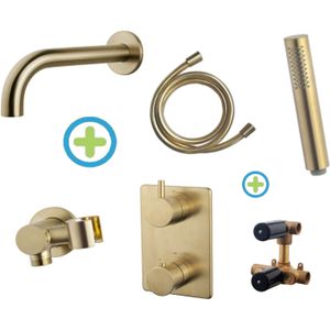 Wiesbaden Badkraan Inbouw Set Caral 01 Geborsteld Messing