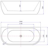 Half vrijstaand bad luca sanitair primo 180x80x58 cm acryl met overloop mat wit