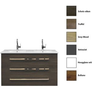 Badkamermeubelset Sanicare Q1 3 Soft Close Lades Schots Eiken 121x46 cm