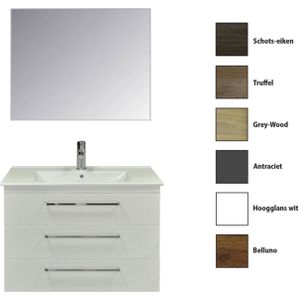 Badkamermeubelset sanicare q6 drie laden chromen greep 100 cm met spiegel truffel