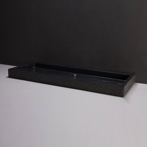 Wastafel forzalaqua palermo graniet gezoet gebrand 2 kraangaten zwart 100,5x51,5x9 cm