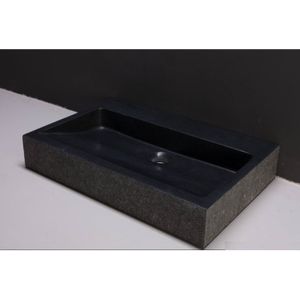 Wastafel forzalaqua palermo graniet gezoet gebrand met kraangat zwart 60x40x9 cm