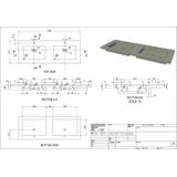 Wastafel forzalaqua helsinki hardsteen gefrijnd met 2 kraangaten 140,5x51,5x9,5 cm