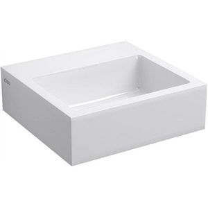 Clou Flush 1 Toiletfontein Met Voorbewerkt Kraangat En Plug Wit Mineral Marmer 28x27x9cm