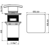 Clou inbe stop go afvoerplug met overloop chroom universeel toepasbaar 6.9x6.9 cm