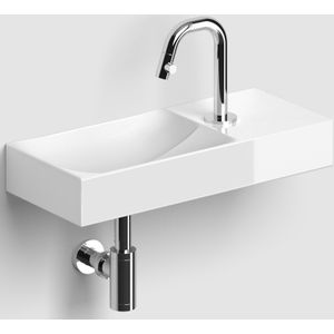 Clou vale fontein met kraangat rechts met geïntegreerde afvoer glanzend wit keramiek 45 cm