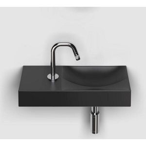 Clou Vale Fontein Met Kraangat Links Met Geïntegreerde Afvoer Zwart Mat Keramiek 45 cm