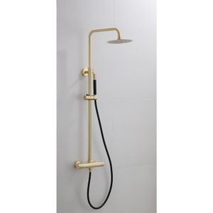 Opbouw Regendouche Set BWS Gold Pro Thermostatisch Staaf Handdouche Mat Goud 20 cm