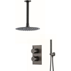 Inbouw Regendouche Set BWS Exclusive Plafonduitloop Gunmetal 30 cm