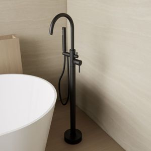 Vrijstaande Badkraan Aqua Splash Colorato met Staaf Handdouche Set Mat Zwart