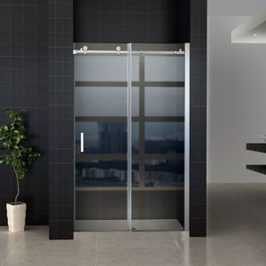 Schuifdeur Tweedelig Aqua Splash Hayes 120x200 cm Helder Glas Aluminium Profiel Chroom