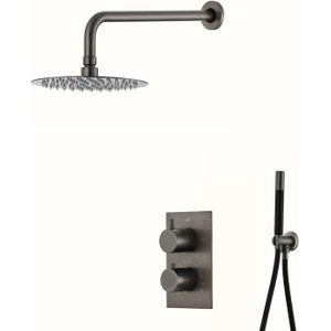 Inbouw Regendouche Set BWS Exclusive Pro Wanduitloop Gunmetal 30 cm