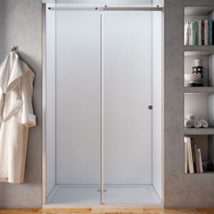 Schuifdeur lacus pantella round tweedelig helder glas chroom aluminium profiel