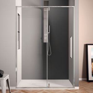 Klapdeur lacus murano tweedelig helder glas 120x200 cm aluminium profiel chroom